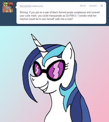 Size: 500x557 | Tagged: dead source, safe, artist:dustytheroyaljanitor, shining armor, ask female shining armor, g4, ask, glasses, gleaming shield, not vinyl scratch, rule 63, tumblr