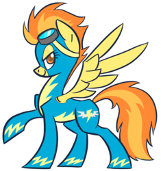 Size: 1090x1144 | Tagged: safe, artist:derkrazykraut, spitfire, pegasus, pony, g4, clothes, female, goggles, looking at you, simple background, solo, transparent background, uniform, wonderbolts uniform