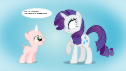 Size: 1280x720 | Tagged: safe, edit, rarity, sweetie belle, ask the crusaders, g4, cute, diasweetes, sweetie bald