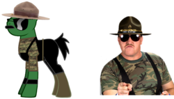 Size: 700x398 | Tagged: safe, human, pony, irl, irl human, male, photo, ponified, sgt. slaughter, simple background, stallion, transparent background, wwe