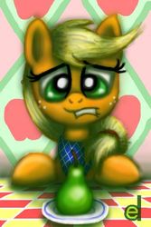Size: 320x480 | Tagged: safe, artist:easeldoodle, applejack, g4, hilarious in hindsight, pear