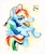 Size: 800x955 | Tagged: safe, artist:vsri, rainbow dash, pegasus, pony, g4, bucket, female, food, fork, headbucket, lidded eyes, mouth hold, sandwich, solo