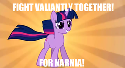 Size: 640x350 | Tagged: safe, edit, edited screencap, screencap, twilight sparkle, g4, chronicles of narnia, image macro