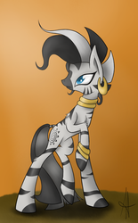 Size: 1241x2000 | Tagged: safe, artist:ardas91, zecora, zebra, g4, chest fluff, concave belly, long legs, slender, thin