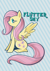 Size: 596x842 | Tagged: dead source, safe, artist:yousukou, fluttershy, pegasus, pony, g4, female, sitting, solo, wings