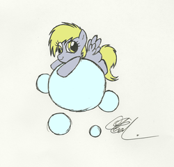 Size: 1987x1905 | Tagged: safe, artist:spittfireart, derpy hooves, pony, g4, bubble, filly, solo