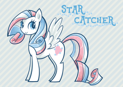 Size: 842x596 | Tagged: dead source, safe, artist:yousukou, star catcher, pegasus, pony, g3, g4, female, g3 to g4, generation leap, mare, solo