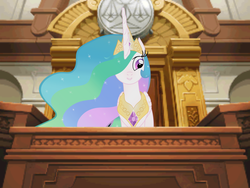 Size: 800x600 | Tagged: safe, princess celestia, pony, g4, ace attorney, courtroom, female, judge, solo