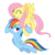 Size: 6000x6000 | Tagged: safe, artist:reallyunimportant, fluttershy, rainbow dash, pegasus, pony, g4, may the best pet win, absurd resolution, carrying, duo, flying, simple background, transparent background, vector