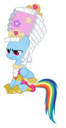 Size: 4500x8694 | Tagged: safe, artist:tzolkine, rainbow dash, g4, swarm of the century, absurd resolution, costume, jewelry, powdered wig, rainbow dash always dresses in style, simple background, tiara, too frilly, transparent background, vector, wig