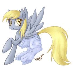 Size: 1000x1000 | Tagged: safe, artist:pony-spiz, derpy hooves, pegasus, pony, g4, clothes, female, looking at you, mare, simple background, solo, sweater, transparent background