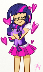 Size: 357x588 | Tagged: safe, artist:jentiful, twilight sparkle, human, g4, clothes, doll, female, glasses, humanized, plushie, skirt