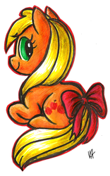 Size: 527x842 | Tagged: safe, artist:obligatorilyoptional, applejack, g4, ribbon