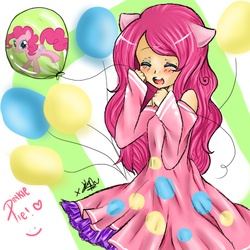 Size: 512x512 | Tagged: safe, artist:xstarry-night, pinkie pie, human, g4, anime, balloon, eared humanization, humanized