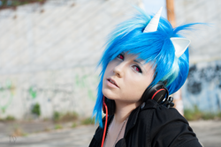 Size: 3791x2527 | Tagged: safe, artist:norikat, dj pon-3, vinyl scratch, human, g4, cosplay, high res, irl, irl human, photo, solo