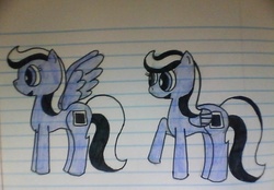 Size: 640x446 | Tagged: safe, artist:lorettafox, oc, oc only, oc:photogenic, pegasus, pony, lined paper, traditional art