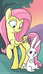 Size: 391x670 | Tagged: safe, artist:spainfischer, angel bunny, fluttershy, pony, g4