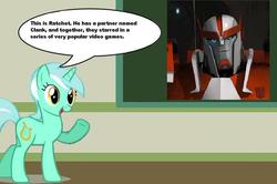 Size: 754x500 | Tagged: safe, lyra heartstrings, g4, chalkboard, human studies101 with lyra, meme, ratchet, ratchet and clank, transformers