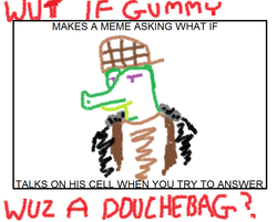 Size: 940x755 | Tagged: safe, gummy, g4, exploitable meme, hat, meme, scumbag hat, scumbag steve, wut if gummy wuz a meme