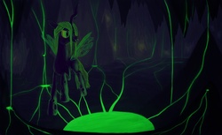 Size: 2942x1800 | Tagged: safe, artist:aklimovich, queen chrysalis, g4, underground