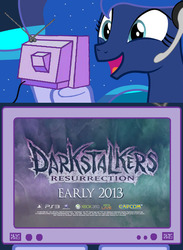 Size: 563x769 | Tagged: safe, princess luna, pony, gamer luna, g4, darkstalkers, exploitable meme, meme, tv meme