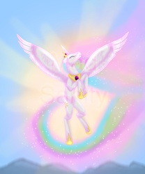 Size: 4404x5306 | Tagged: safe, artist:mad-sanity, princess celestia, pony, g4, absurd resolution, female, flying, solo