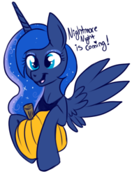 Size: 284x375 | Tagged: safe, artist:lulubell, princess luna, pony, g4, bust, female, pumpkin, simple background, solo, transparent background