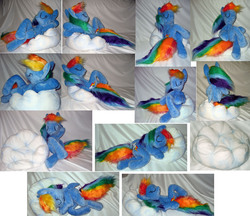 Size: 4064x3513 | Tagged: safe, artist:rens-twin, rainbow dash, pony, g4, cloud, irl, photo, plushie, relaxing, solo