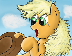 Size: 1400x1090 | Tagged: safe, artist:doovid97, applejack, g4, happy, loose hair