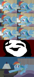 Size: 1199x2722 | Tagged: safe, edit, edited screencap, screencap, rainbow dash, pony, g4, read it and weep, bandage, bed, comic, faic, female, hospital bed, hospital gown, lamp, light switch, oops, scared, screencap comic, solo, uboa, yume nikki