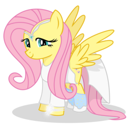 Size: 5100x5100 | Tagged: safe, artist:shadowdark3, fluttershy, pegasus, pony, g4, absurd resolution, beautiful, clothes, cosplay, dress, female, galadriel, lord of the rings, peaceful, simple background, solo, tiara, transparent background