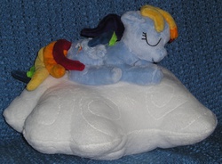 Size: 1598x1177 | Tagged: artist needed, safe, rainbow dash, g4, irl, photo, plushie, sleeping