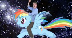 Size: 527x283 | Tagged: safe, rainbow dash, human, pony, g4, irl, photo, ponies in real life, the cosmos, vector