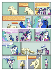 Size: 900x1200 | Tagged: safe, artist:arofatamahn, applejack, princess celestia, princess luna, rarity, shining armor, twilight sparkle, oc, oc:nahmat, comic:the night the magic died, g4, comic