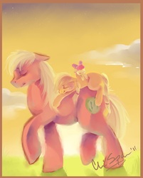 Size: 1241x1541 | Tagged: safe, artist:busoni, apple bloom, applejack, big macintosh, earth pony, pony, g4, male, sleeping, stallion