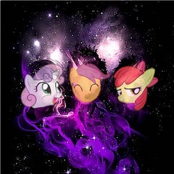 Size: 450x450 | Tagged: safe, artist:doctorxfizzle, apple bloom, scootaloo, sweetie belle, g4, cutie mark crusaders, muse, the cosmos