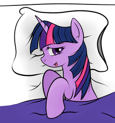 Size: 1197x1280 | Tagged: safe, artist:grumblepluck, twilight sparkle, pony, g4, bed, female, mare, morning ponies, pillow, solo