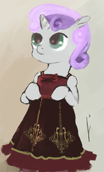 Size: 548x900 | Tagged: safe, artist:doppelgangsta, sweetie belle, pony, g4, bipedal, clothes, dress