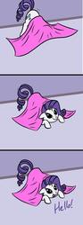 Size: 900x2421 | Tagged: safe, artist:waywardtrail, artist:zestyoranges, rarity, pony, unicorn, ask ecstatic rarity, g4, :t, behaving like a cat, behaving like a dog, blanket, butt, butt shake, cute, dialogue, dilated pupils, fabric, face down ass up, faic, female, floppy ears, hello, looking at you, looking up, mare, open mouth, plot, raribetes, raricat, rerity, silly, silly pony, smiling, smirk, solo, starry eyes, tumblr, wingding eyes