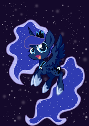 Size: 1240x1754 | Tagged: safe, artist:derpsonhooves, princess luna, pony, g4, female, flying, solo