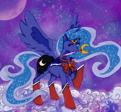 Size: 1729x1607 | Tagged: safe, artist:paw07, princess luna, pony, g4, female, mouth hold, sailor moon (series), solo