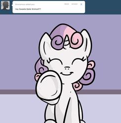 Size: 900x918 | Tagged: safe, artist:waywardtrail, artist:zestyoranges, sweetie belle, ask ecstatic rarity, g4, ask, hoofbump, tumblr