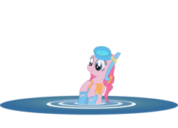 Size: 900x647 | Tagged: safe, artist:flutterboom, pinkie pie, earth pony, pony, g4, :t, cute, flippers (gear), goggles, scuba gear, simple background, smiling, snorkel, swim mask, transparent background, vector, wet, wet mane, wet mane pinkie pie