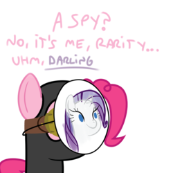 Size: 800x800 | Tagged: safe, artist:smile, pinkie pie, rarity, earth pony, pony, g4, season 3, female, mare, pinkie spy, simple background, spy, spy (tf2), team fortress 2, transparent background