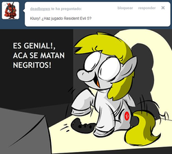 Size: 760x682 | Tagged: safe, artist:benja, ask ask-the-ponies, kluxy, pony racista, rule 63, spanish, tumblr