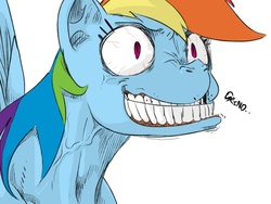 Size: 800x600 | Tagged: safe, artist:sunibee, rainbow dash, g4, angry, bloodshot eyes, gritted teeth, reaction image