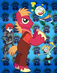 Size: 2517x3177 | Tagged: safe, artist:abigail m., big macintosh, earth pony, pony, g4, crossover, disney, fish hooks, fix-it felix jr., high res, male, margaret, milo, regular show, sergeant calhoun, stallion, the fairly oddparents, vanellope von schweetz, veronica, wreck-it ralph, wreck-it ralph (character)