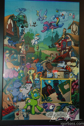 Size: 800x1200 | Tagged: safe, artist:andypriceart, idw, official comic, ace point, acoustic blues, angel bunny, anger drop, belle star, bittersweet (g4), bulk biceps, carrot top, cherry chomper, cranky doodle donkey, derpy hooves, doctor whooves, electric blues, firefly, golden harvest, iron will, leadwing, magnum flanks, mayor mare, orange crush (g4), owlowiscious, philomena, pinkie pie, rainbow dash, roid rage, screwball, shut-eye, silver spoon, softheart, tangerine tuft, tank, time turner, twilight sparkle, verdant fields, watersprout waves, cat, changeling, donkey, dragon, earth pony, mouse, parasprite, pegasus, phoenix, pony, unicorn, g1, g4, the return of queen chrysalis, spoiler:comic01, advertisement, alice price, andy price, background pony, blues brothers, censored vulgarity, changelings are terrible actors, comic, disguise, disguised changeling, drool, elwood j. blues, g1 to g4, generation leap, grawlixes, idw advertisement, jake blues, katie cook, my little pony project, photo, ponified, ponyville, preview, sleeping, sweet apple acres, thomas magnum, z