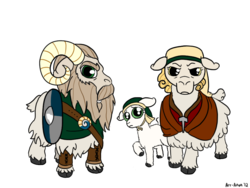 Size: 900x675 | Tagged: safe, artist:aa, oc, oc only, lamb, original species, sheep, ewe, non-pony oc, ram, shield, viking