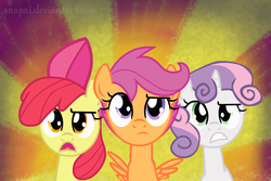 Size: 1440x960 | Tagged: safe, artist:snapai, apple bloom, scootaloo, sweetie belle, g4, cutie mark crusaders, face swap